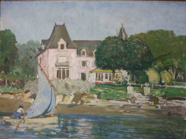 Barque devant le château rose, Lucien Simon, collection particulière